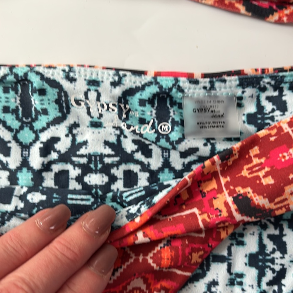 GYPSY 05  Bikini Racerback Top Cheeky Bottoms Multi Aqua - Picture 2 of 7
